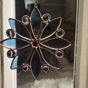 Elegant Blue Stained Glass Ornament